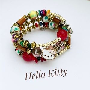 Hello Kitty Boho Style Beaded Charm Bracelet NEW